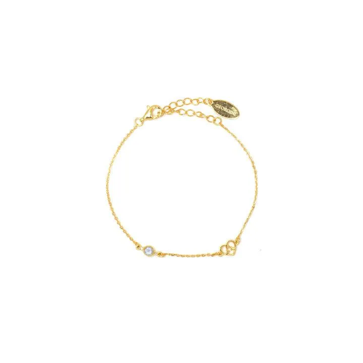 Georgini Natural Aquamarine and Two Natural Diamond March Bracelet - Gold