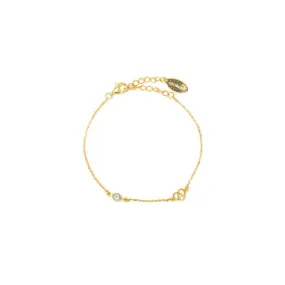 Georgini Natural Aquamarine and Two Natural Diamond March Bracelet - Gold