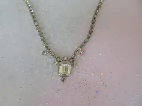 GLAMOROUS Art Deco Necklace,Sparkling Bridal Glass Necklace, Evening,Collectible Vintage Jewelry