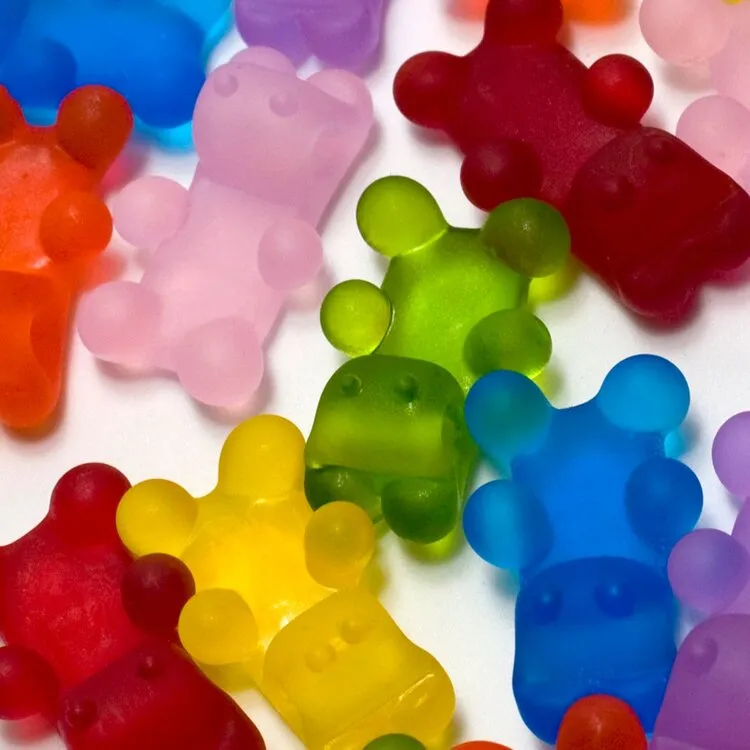 Glass Gummy Bear Necklace in Teal by Emma Gerard