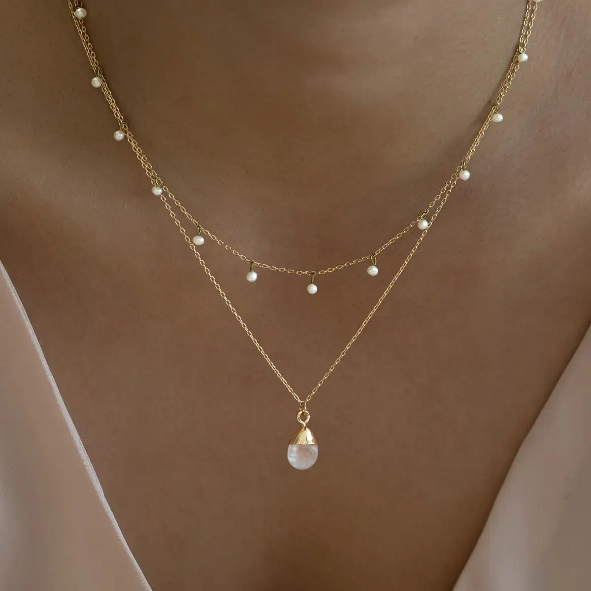 Gold Dipped Semi Precious Stone Necklace