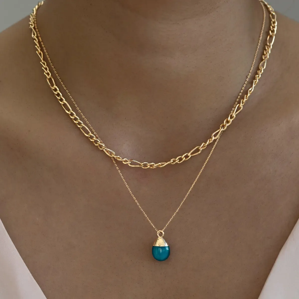 Gold Dipped Semi Precious Stone Necklace