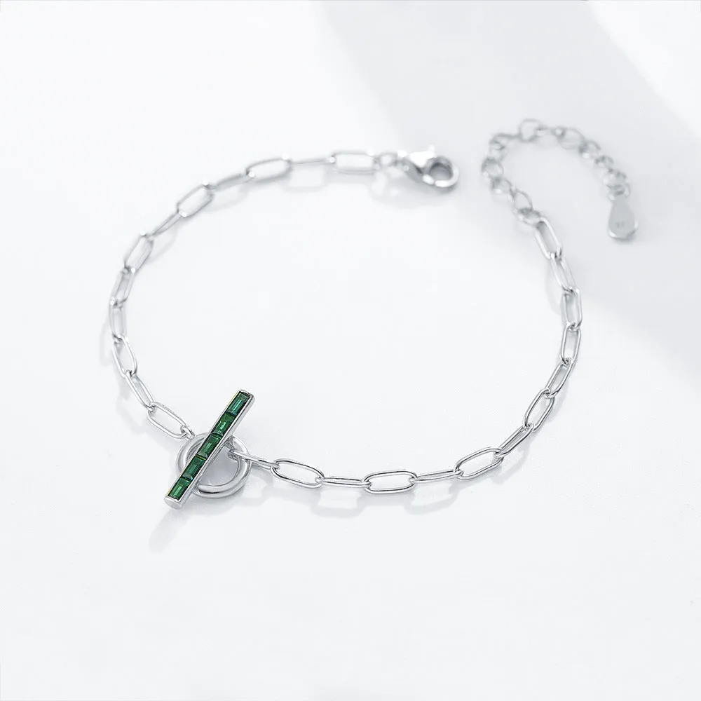 Green Zircon Silver Bracelet for Women