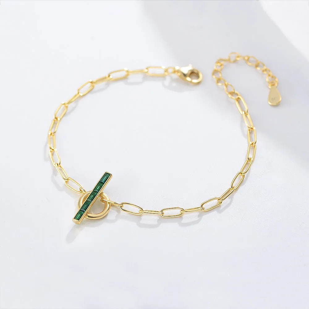 Green Zircon Silver Bracelet for Women