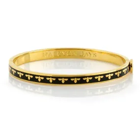 HALCYON DAYS 18K YELLOW GOLD PLATEDE 6MM BEE BLACK ENAMEL BANGLE BRACELET