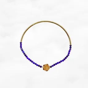 Half Bangle Lotus Lapis Bracelet