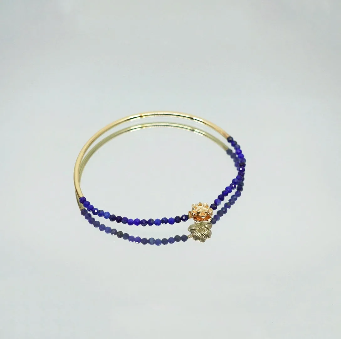 Half Bangle Lotus Lapis Bracelet