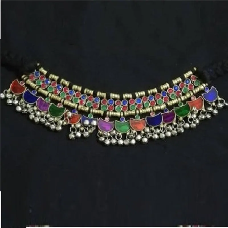 Handmade Black Turkmen Choker With Bells