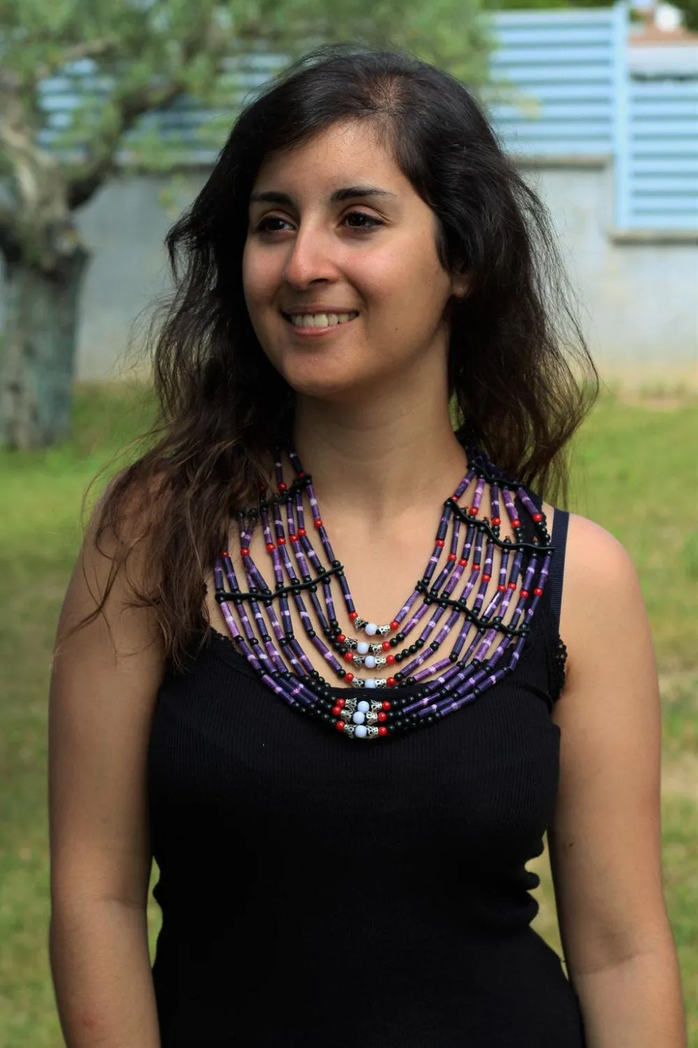 Handmade Bone  Chocker    / Necklace in Purple