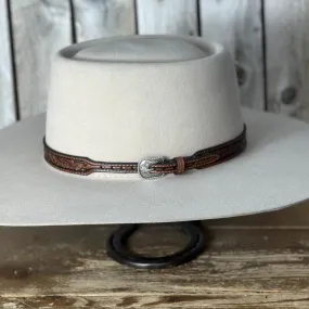 Hat Band | Floral Embossed Brown Leather