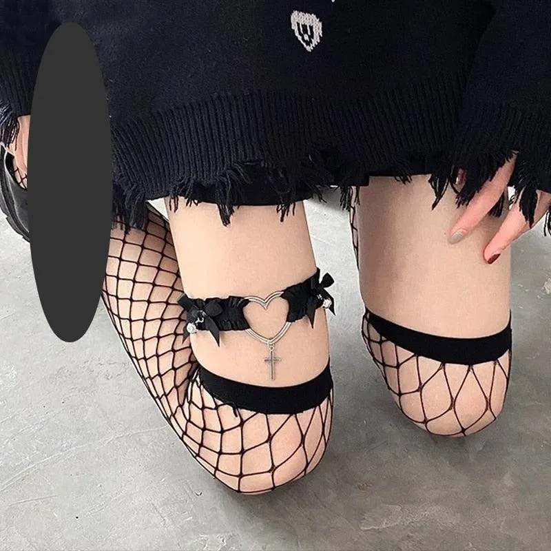 Heart and Cross Lace Garter/Choker with Ribbons