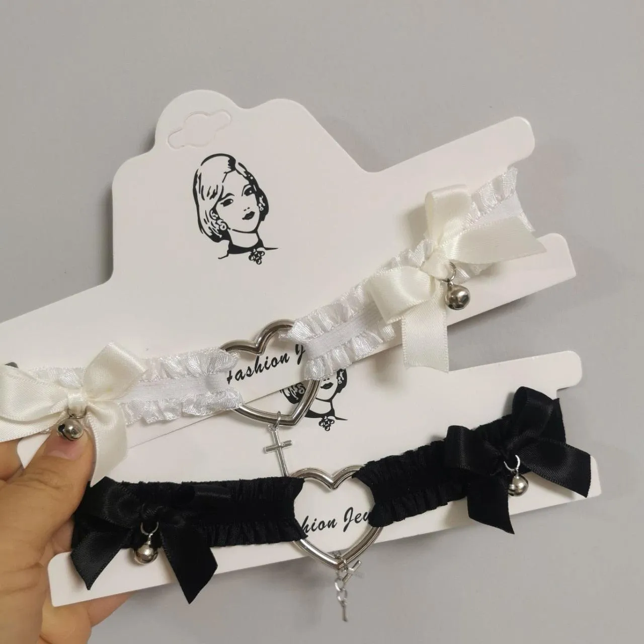 Heart and Cross Lace Garter/Choker with Ribbons