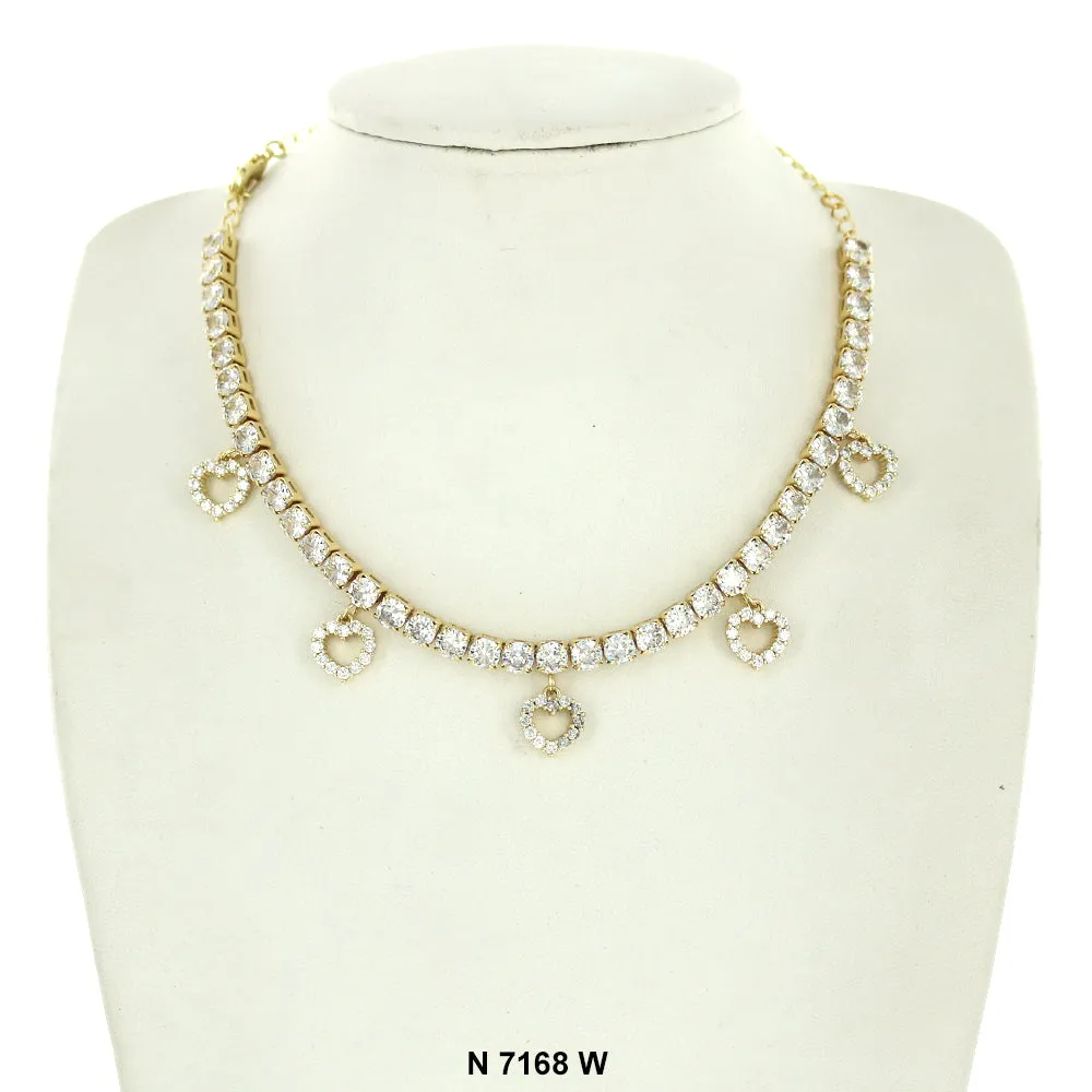 Heart Charms Choker Necklace N 7168 W