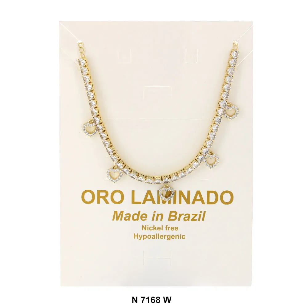 Heart Charms Choker Necklace N 7168 W