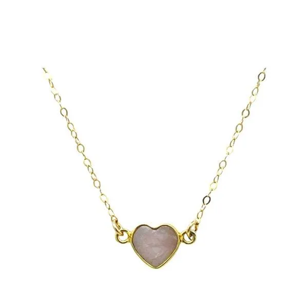 Heart: Semi Precious Stone Necklace: Pink Opal (NGCH67PO)