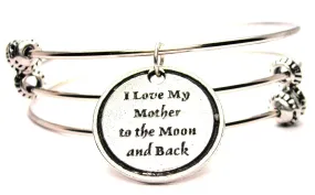 I Love My Mother To The Moon And Back Triple Style Expandable Bangle Bracelet