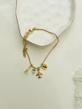 I Love to Travel Bracelet, Gold Stainless Steel