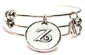Initial Z Circle Triple Style Expandable Bangle Bracelet
