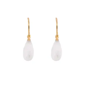 Joyla Signature Wire Faceted Drop Stone Rainbow Moonstone 24K Gold Vermeil Earrings