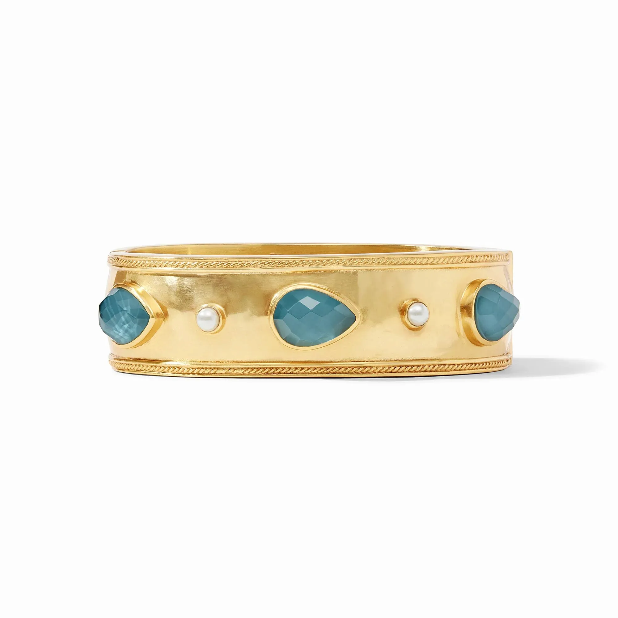 Julie Vos Cannes Stone Statement Hinge Bangle