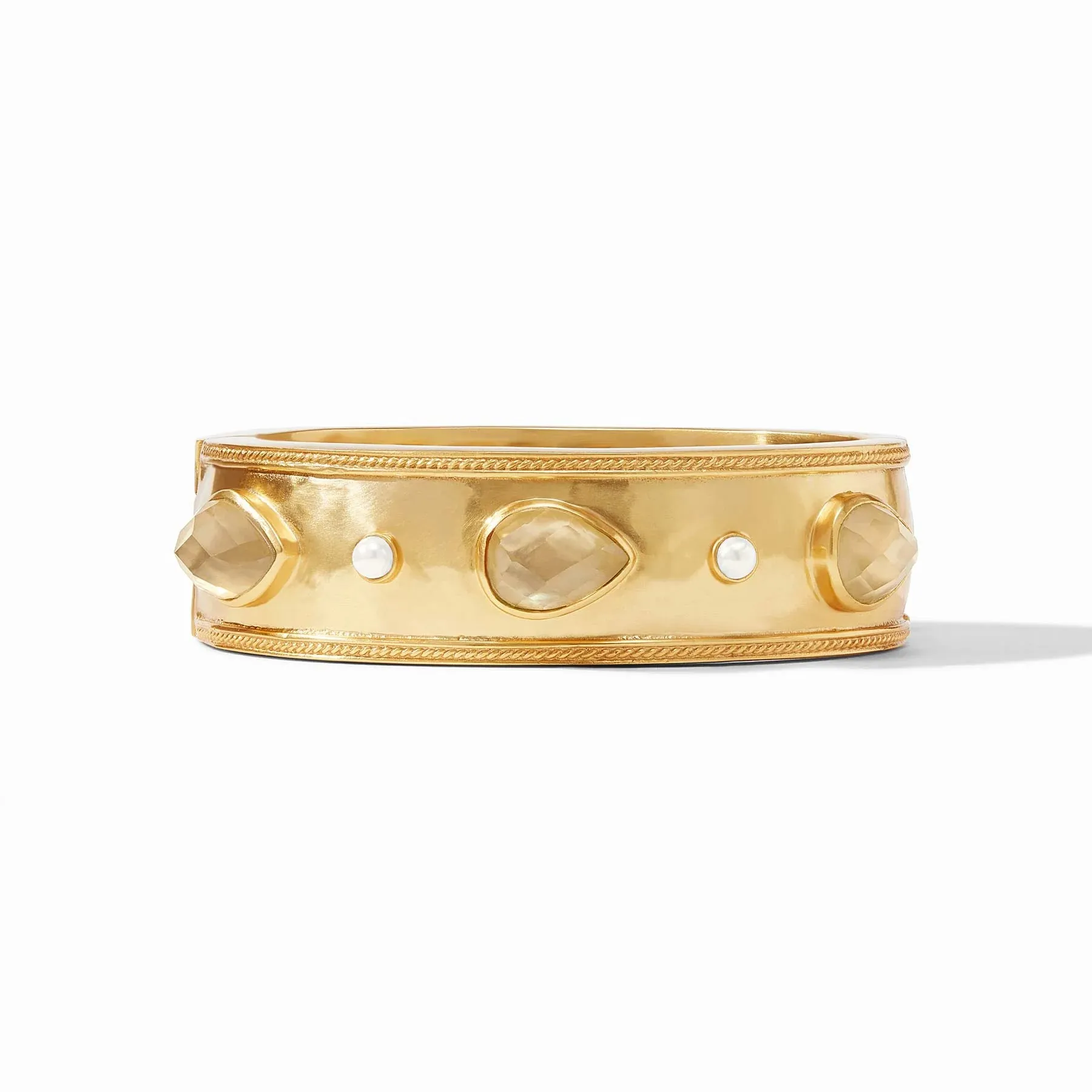 Julie Vos Cannes Stone Statement Hinge Bangle