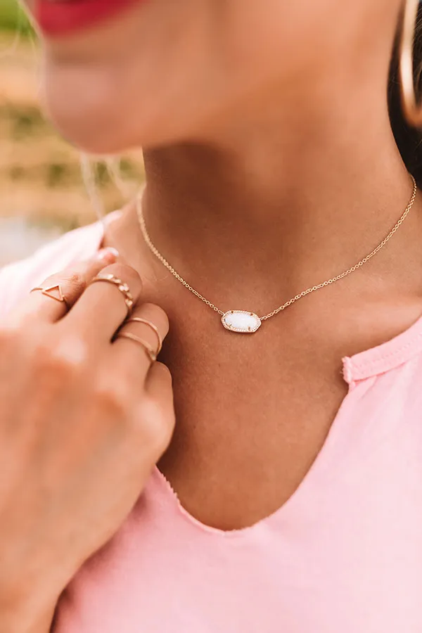 Kendra Scott Elisa Gold Pendant Necklace in White Kyocera Opal