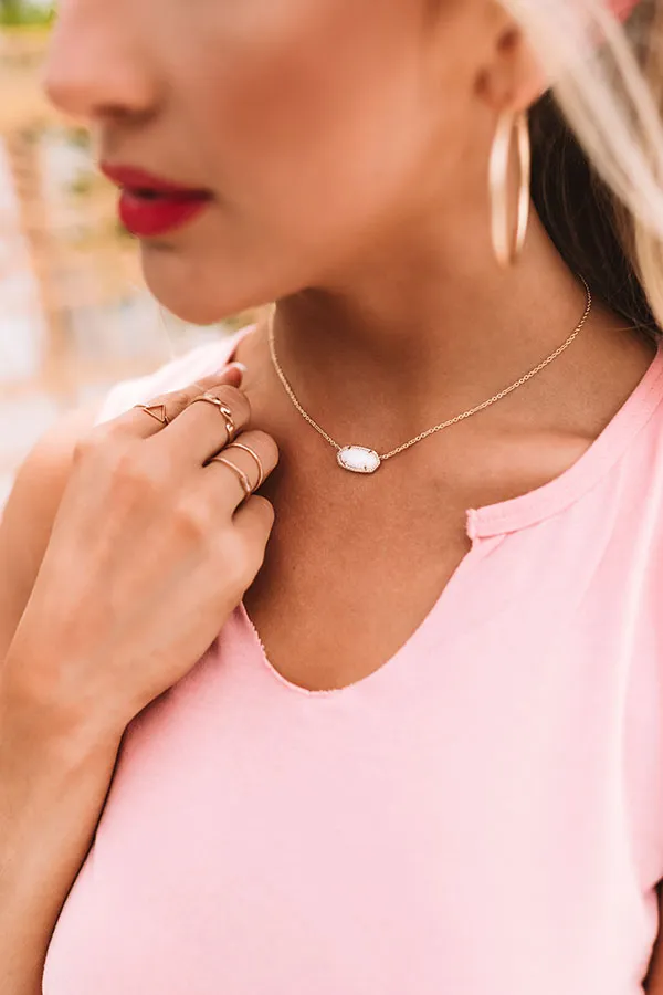 Kendra Scott Elisa Gold Pendant Necklace in White Kyocera Opal