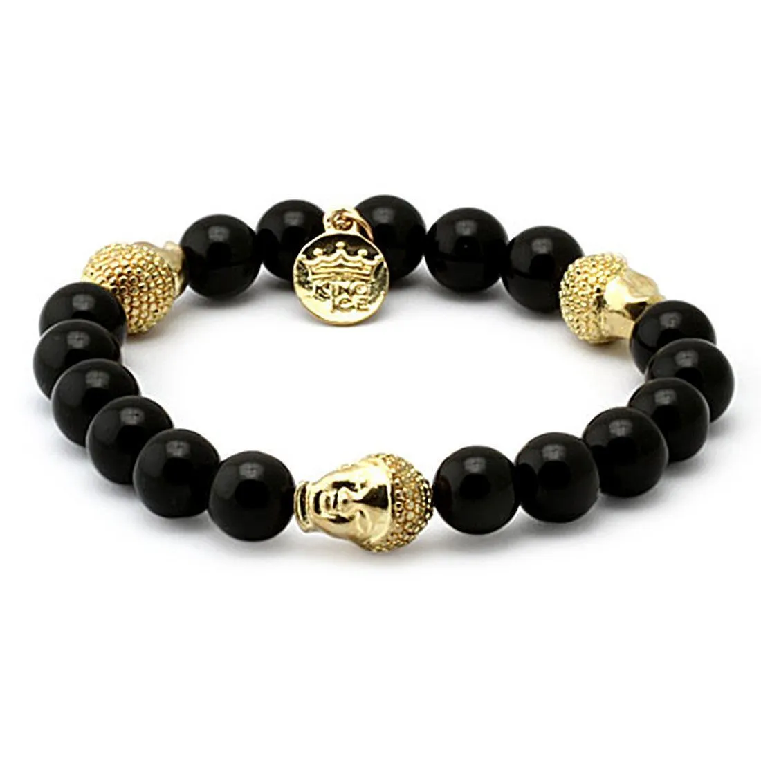 King Ice Shiny Onyx Buddha Meditation Bracelet