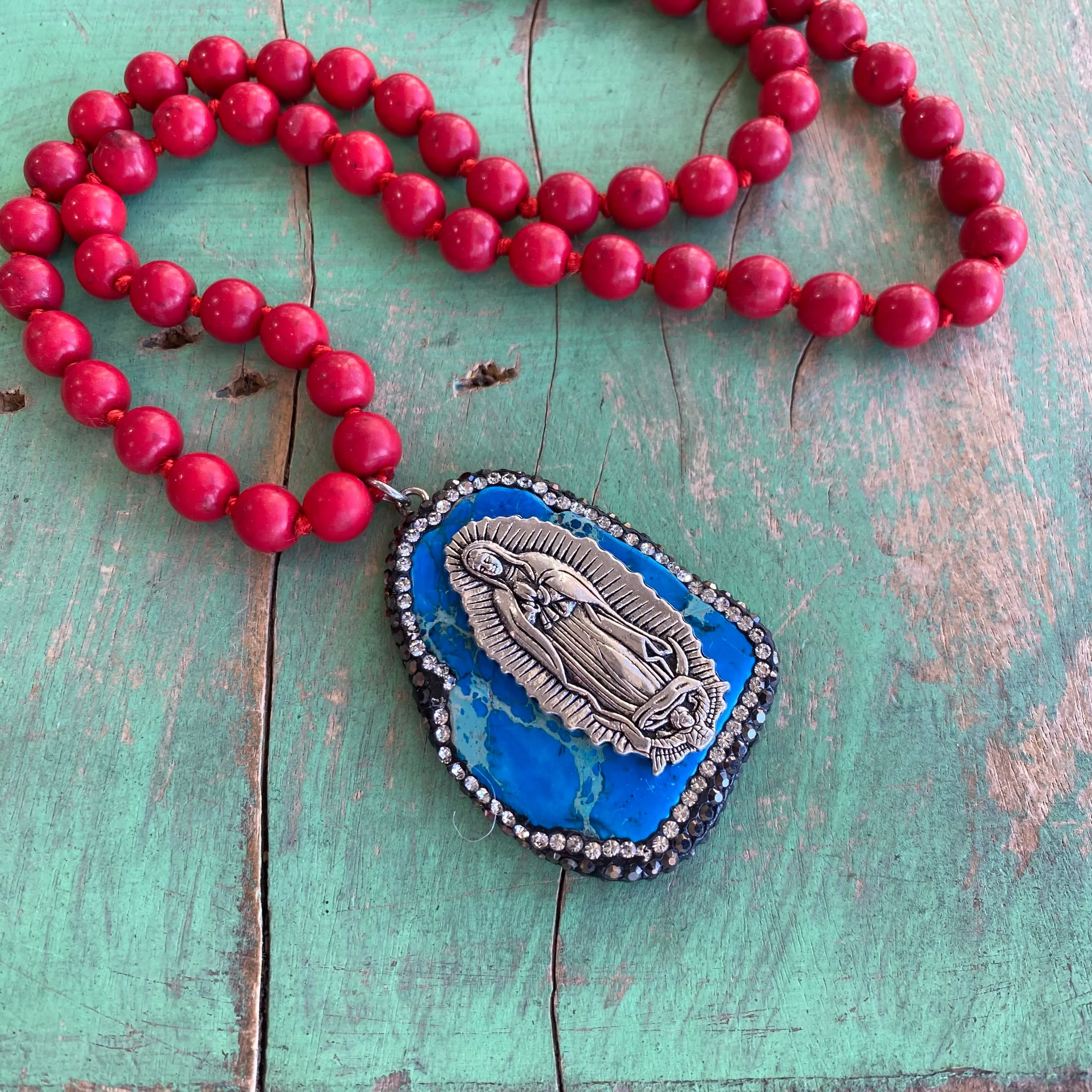 Knotted Pave Virgencita Necklace Collection