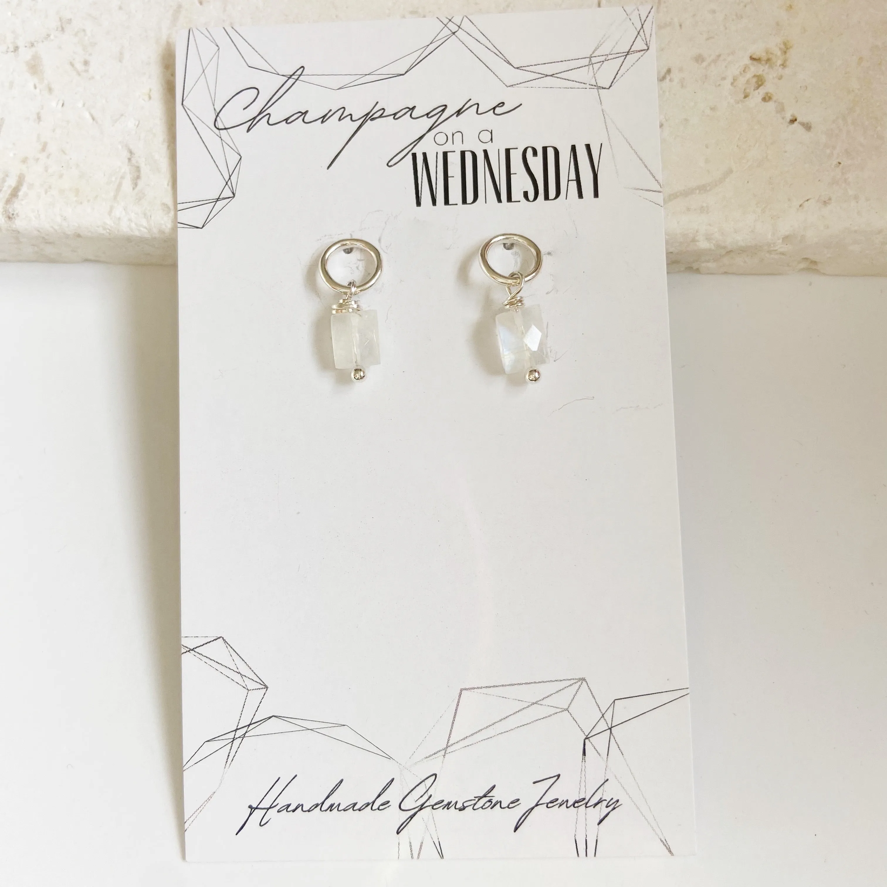 Kyanite or Moonstone Mini Dangle Studs in Gold or Silver