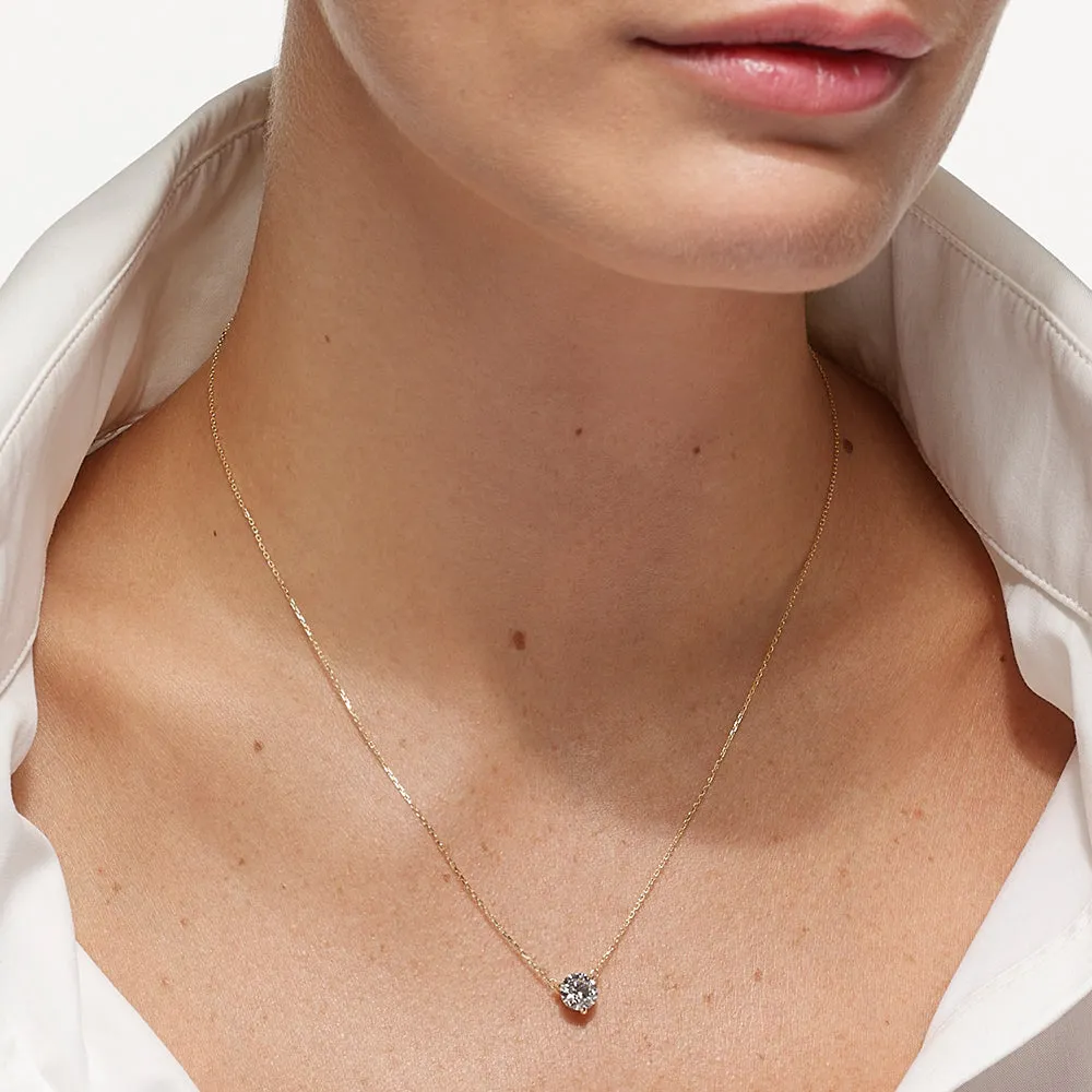 Laboratory-Grown Diamond 1.0ct Round Necklace in 10k Gold
