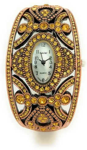 Ladies Rhinestones Antique Modern Elegant Metal Bangle Cuff Fashion Watch Wincci