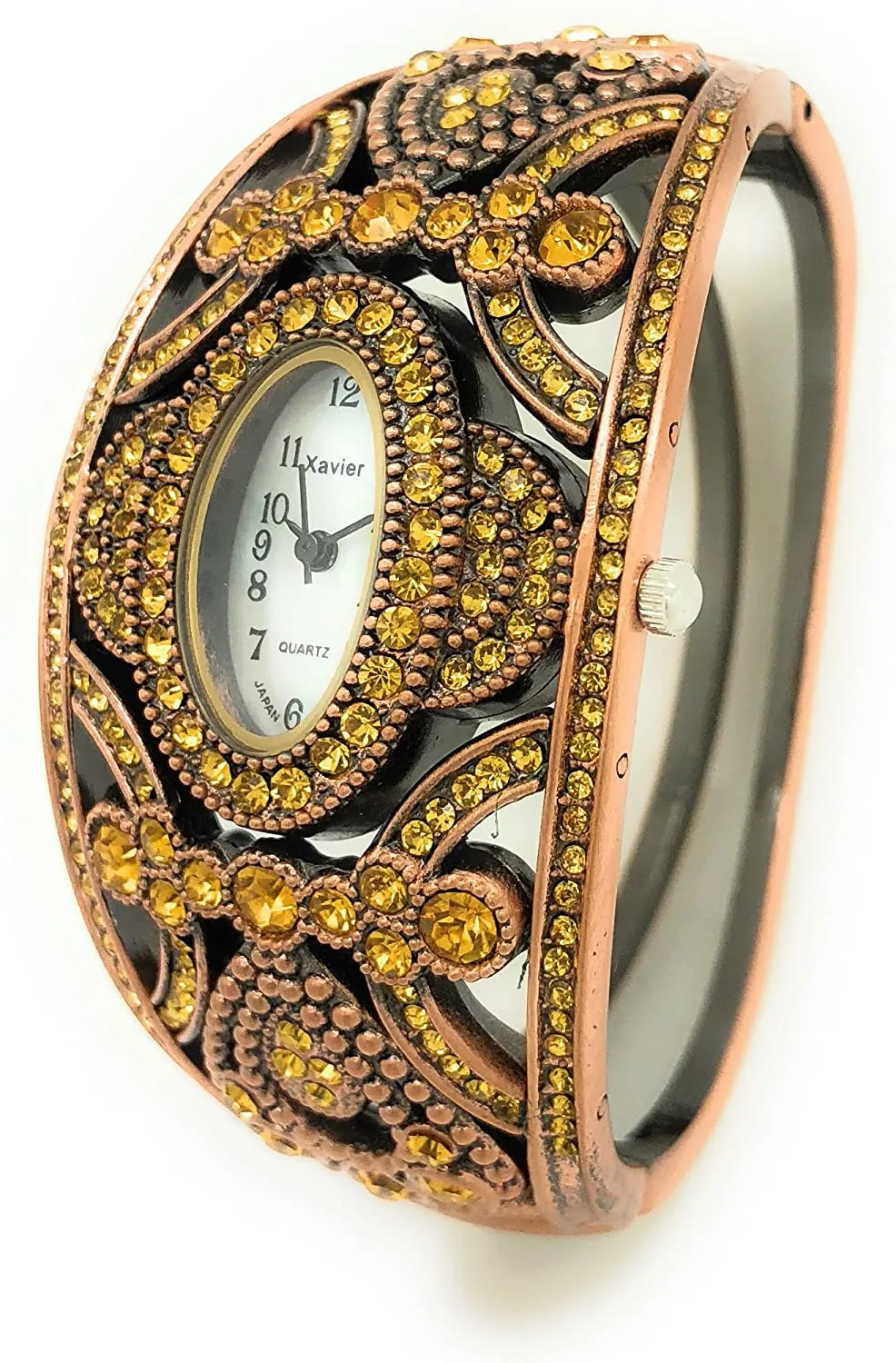 Ladies Rhinestones Antique Modern Elegant Metal Bangle Cuff Fashion Watch Wincci