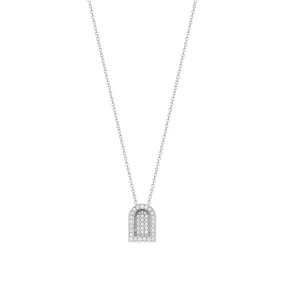 L'Arc Voyage Charm GM, 18k White Gold with Colisée Diamonds on Chain Necklace