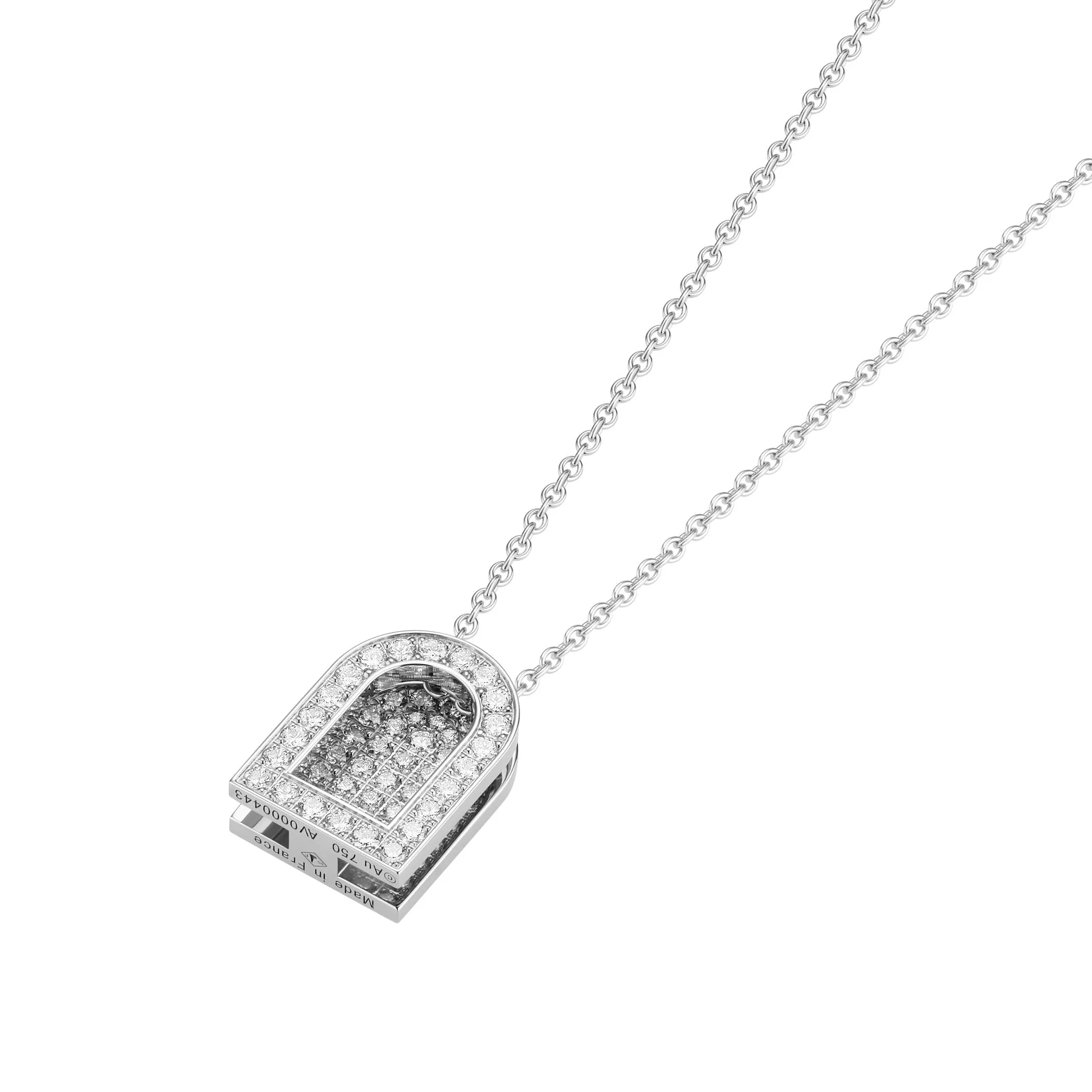 L'Arc Voyage Charm GM, 18k White Gold with Colisée Diamonds on Chain Necklace
