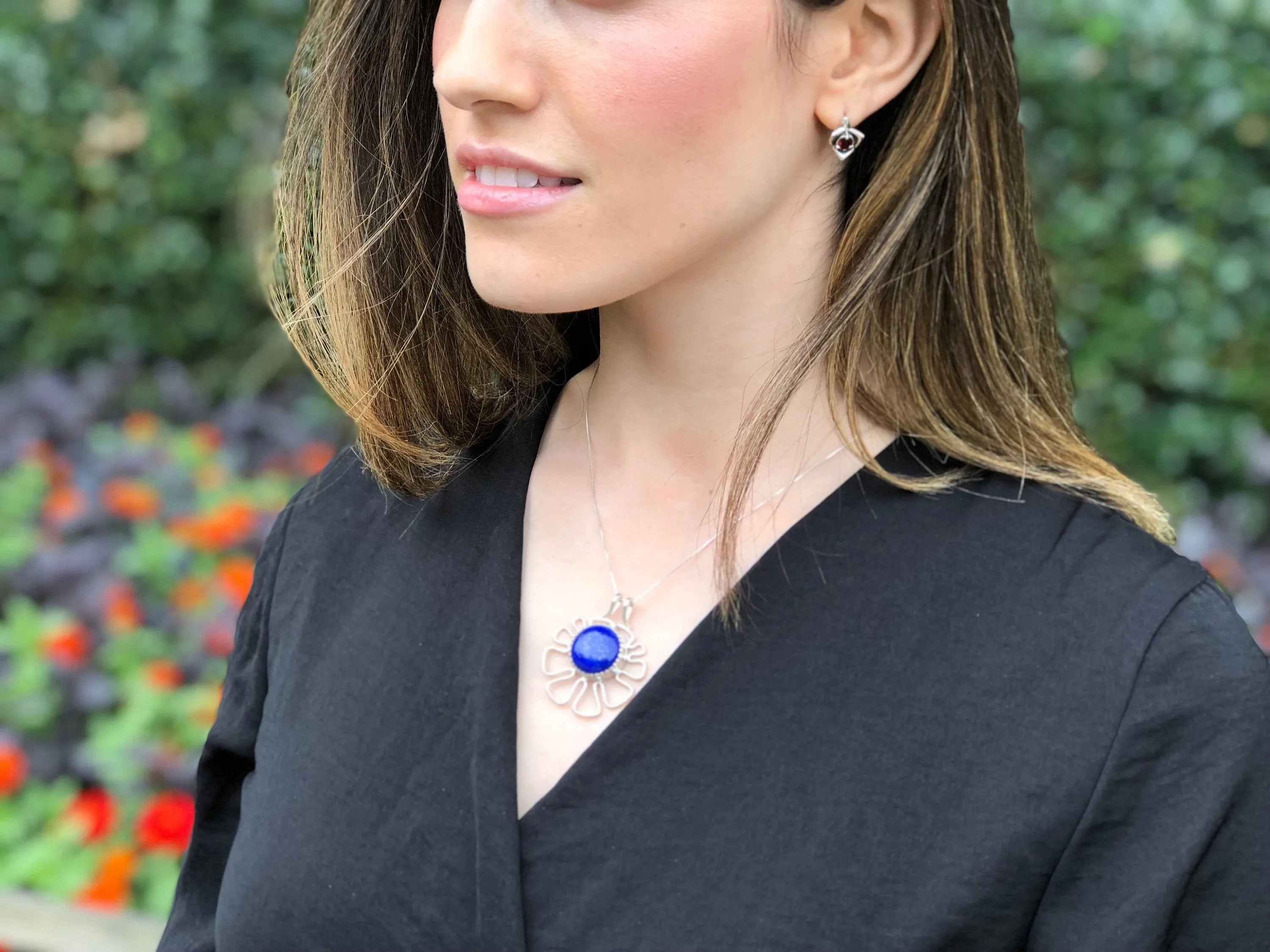Large Moonstone Pendant - June Birthstone Necklace -  Flower Statement Necklace