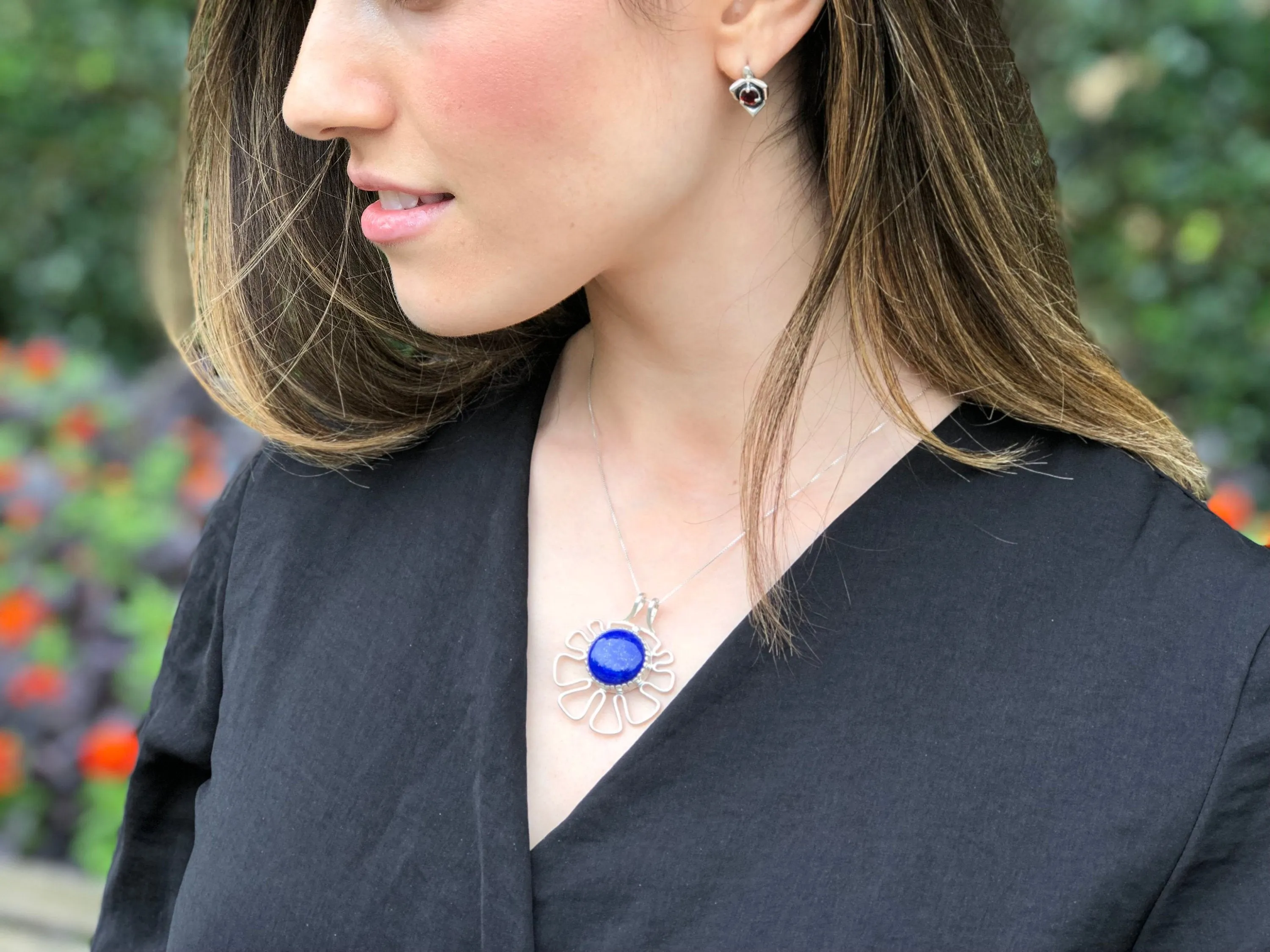 Large Moonstone Pendant - June Birthstone Necklace -  Flower Statement Necklace