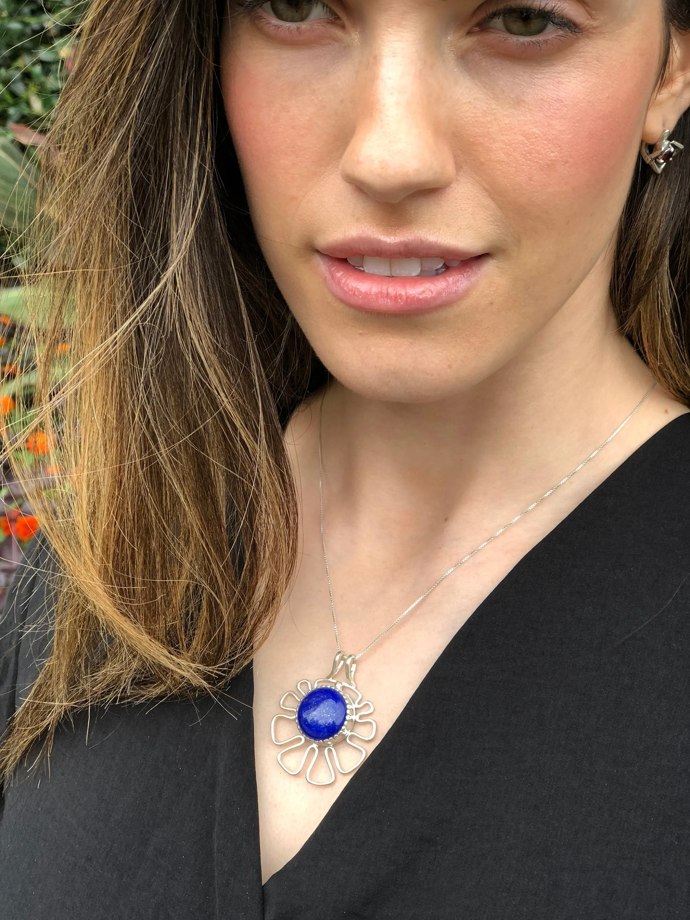 Large Moonstone Pendant - June Birthstone Necklace -  Flower Statement Necklace