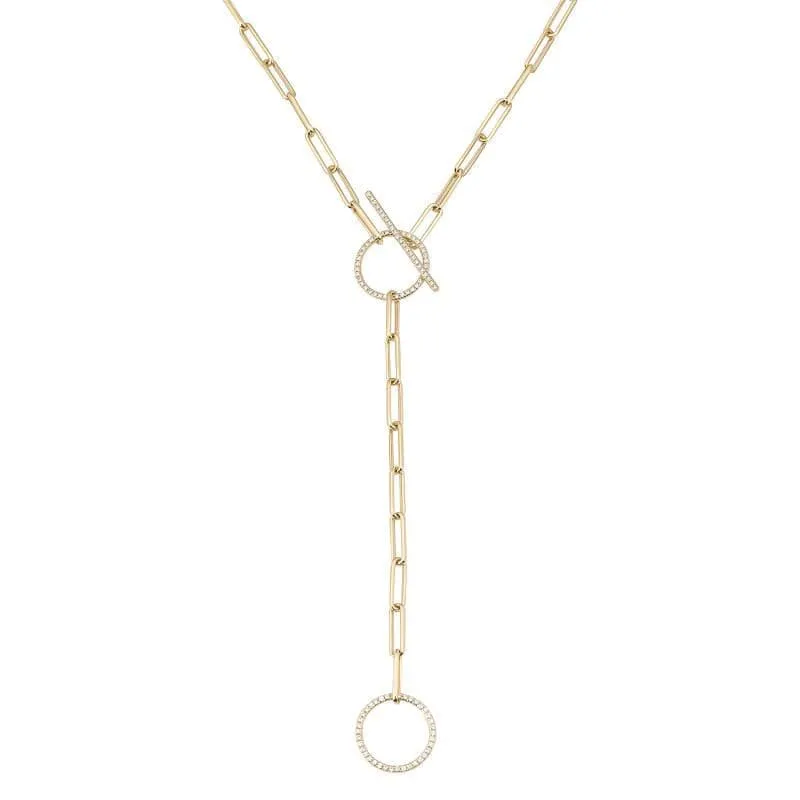 Lariat Boyfriend Chain Paper Clip Toggle Necklace