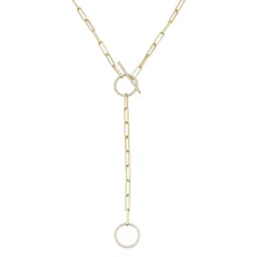 Lariat Boyfriend Chain Paper Clip Toggle Necklace