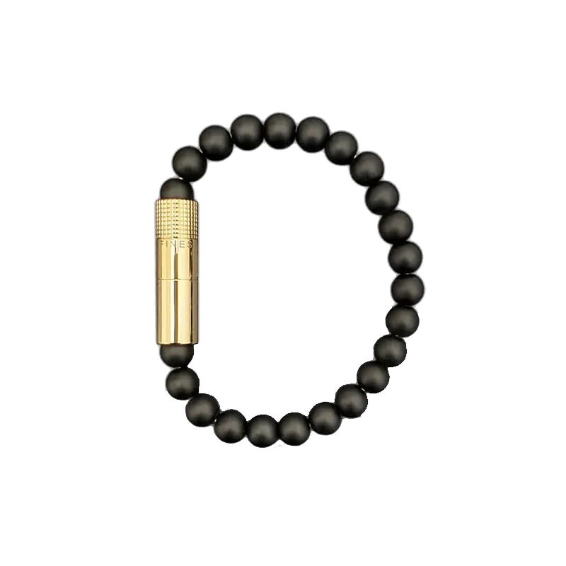 Les Fines Lames Punch Bracelet GOLD OYNX MATTE 8mm Medium