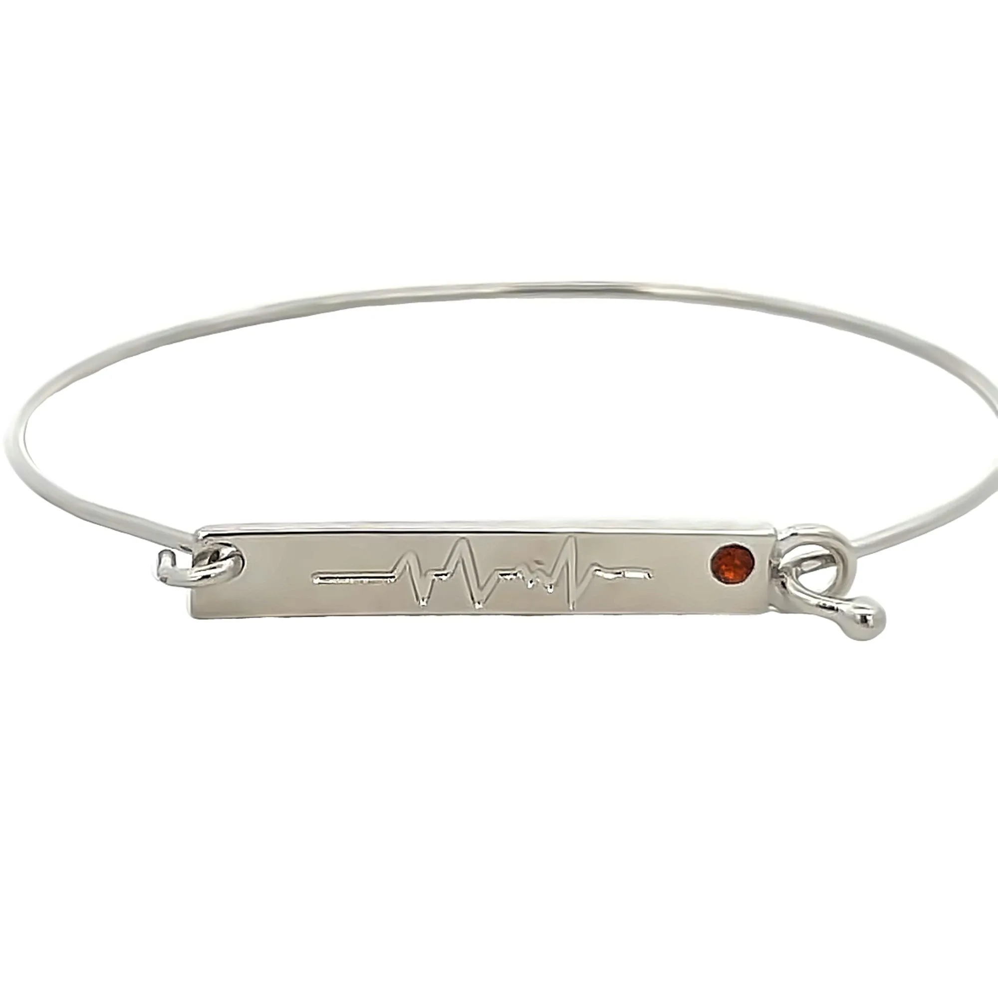 Life Line Heart beat Buckle Bangle Bracelet With Cz Stone (B21)