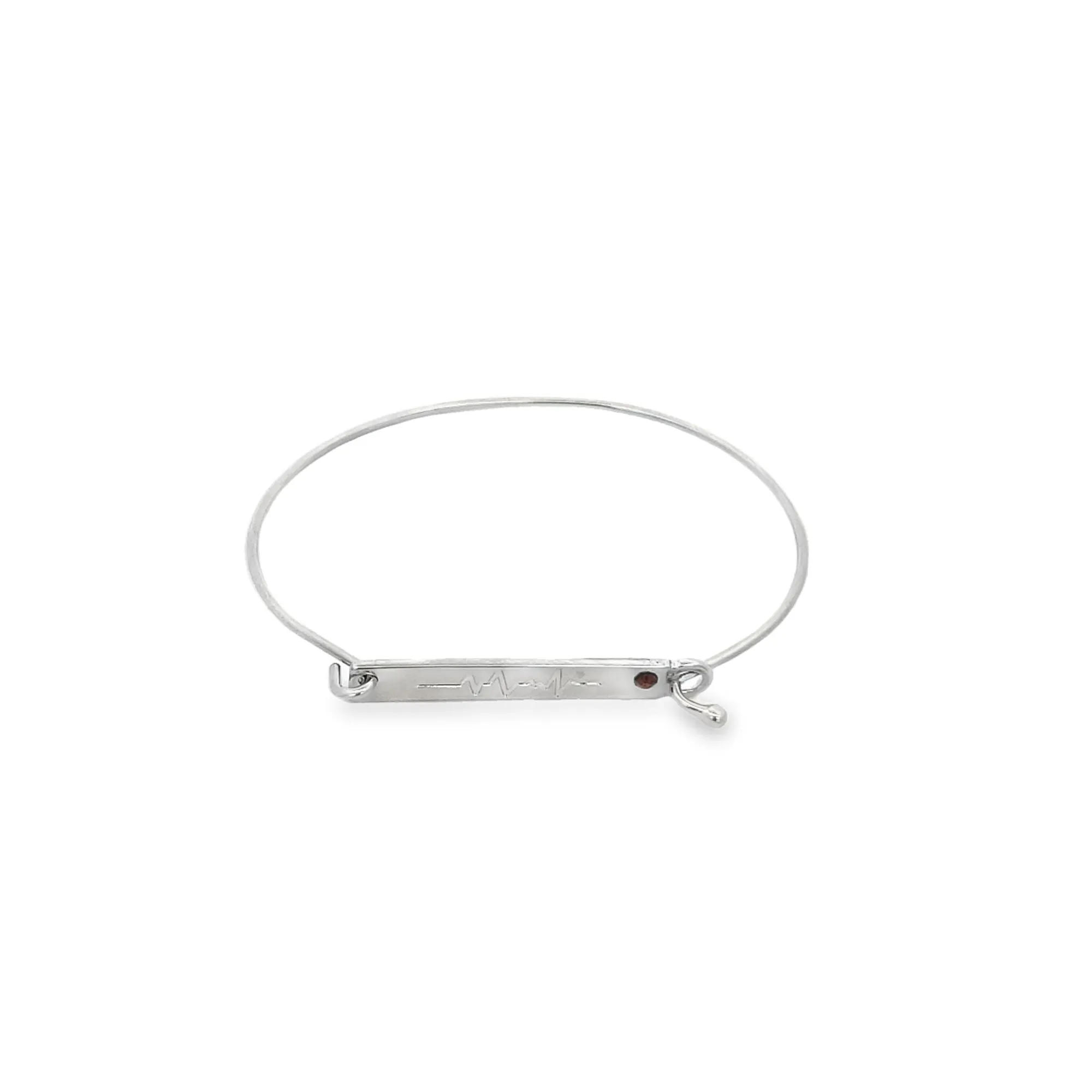 Life Line Heart beat Buckle Bangle Bracelet With Cz Stone (B21)