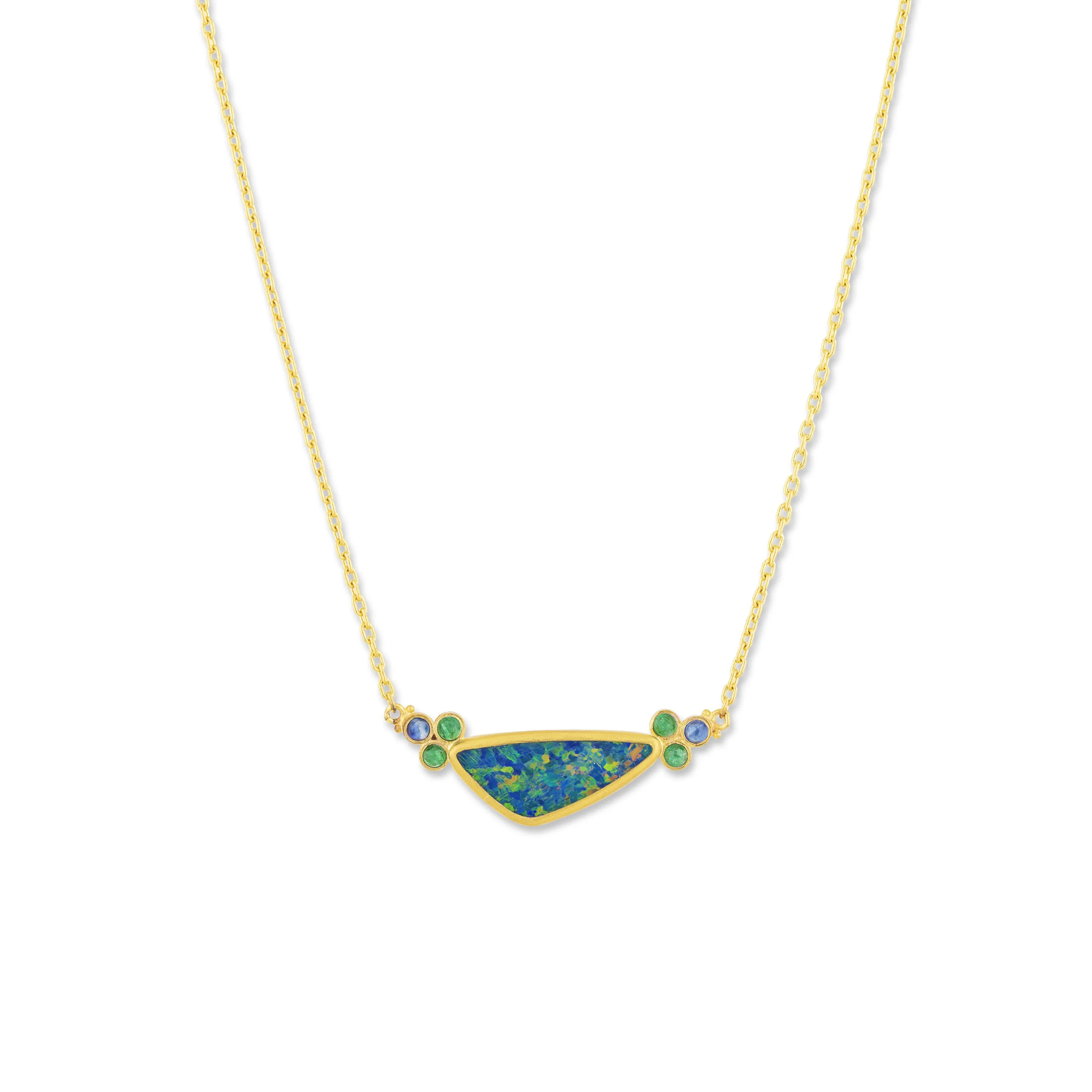 Lika Behar "Ocean" Freeform Opal & Emerald Necklace 24K Gold