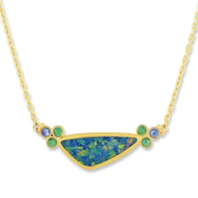 Lika Behar "Ocean" Freeform Opal & Emerald Necklace 24K Gold