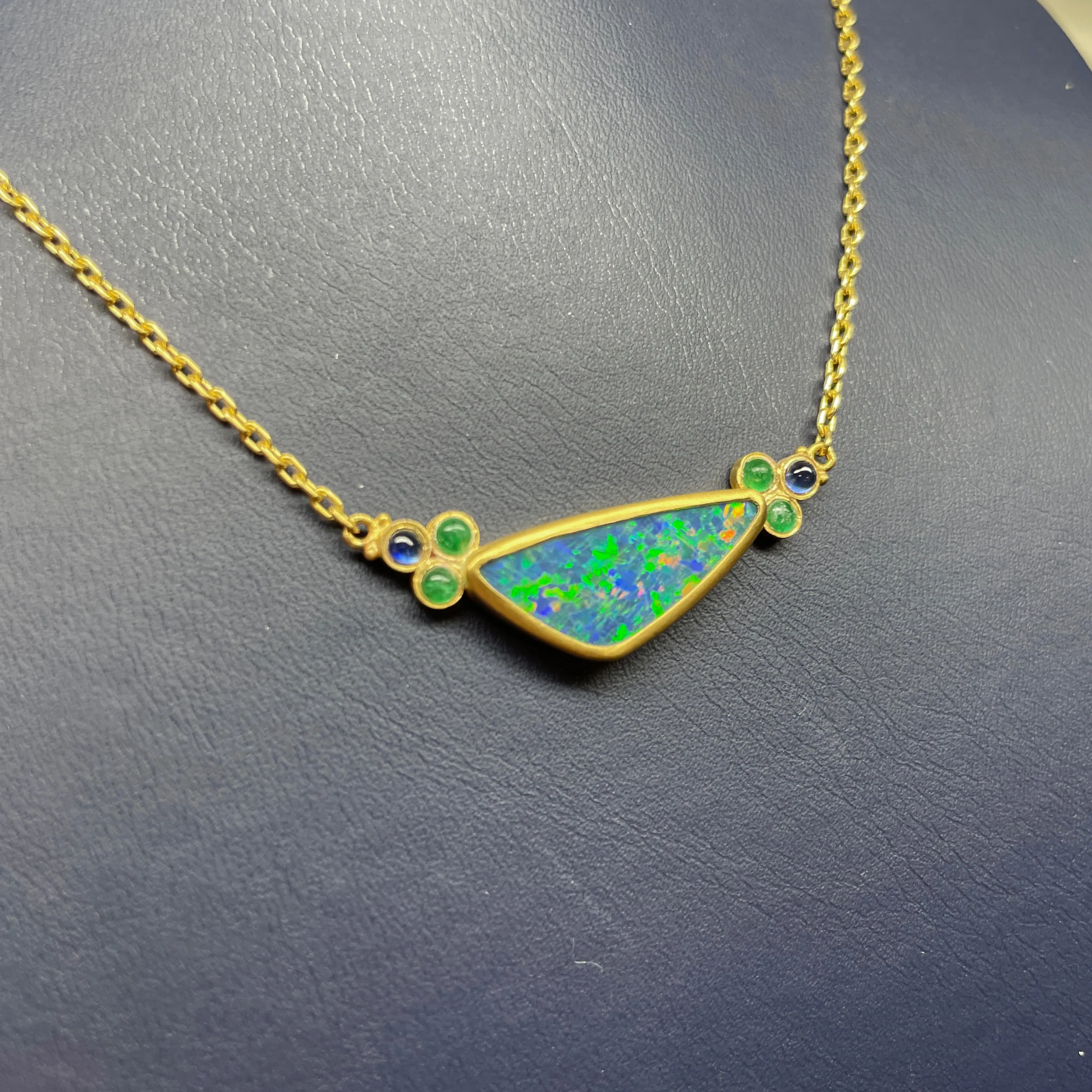 Lika Behar "Ocean" Freeform Opal & Emerald Necklace 24K Gold