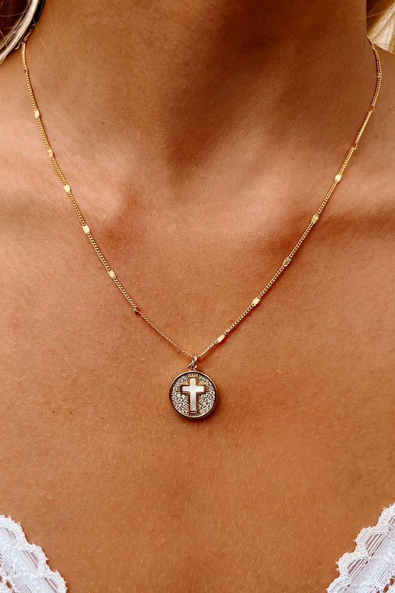 Live By Faith Pendant Necklace (White/Gold)