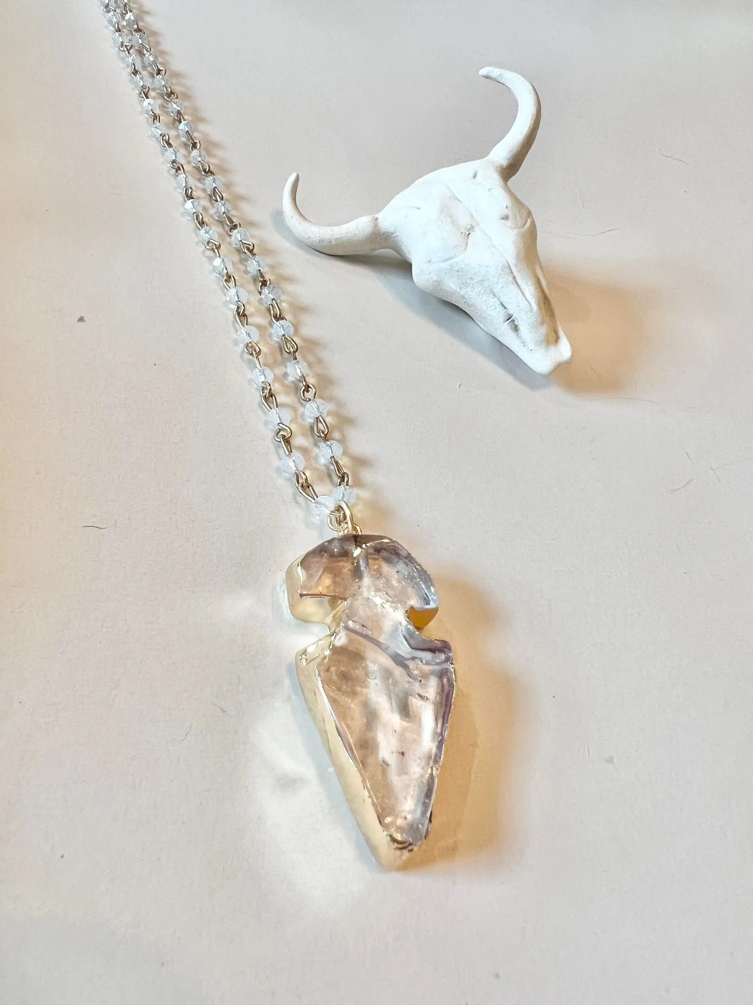 Long Clear Arrowhead Necklace