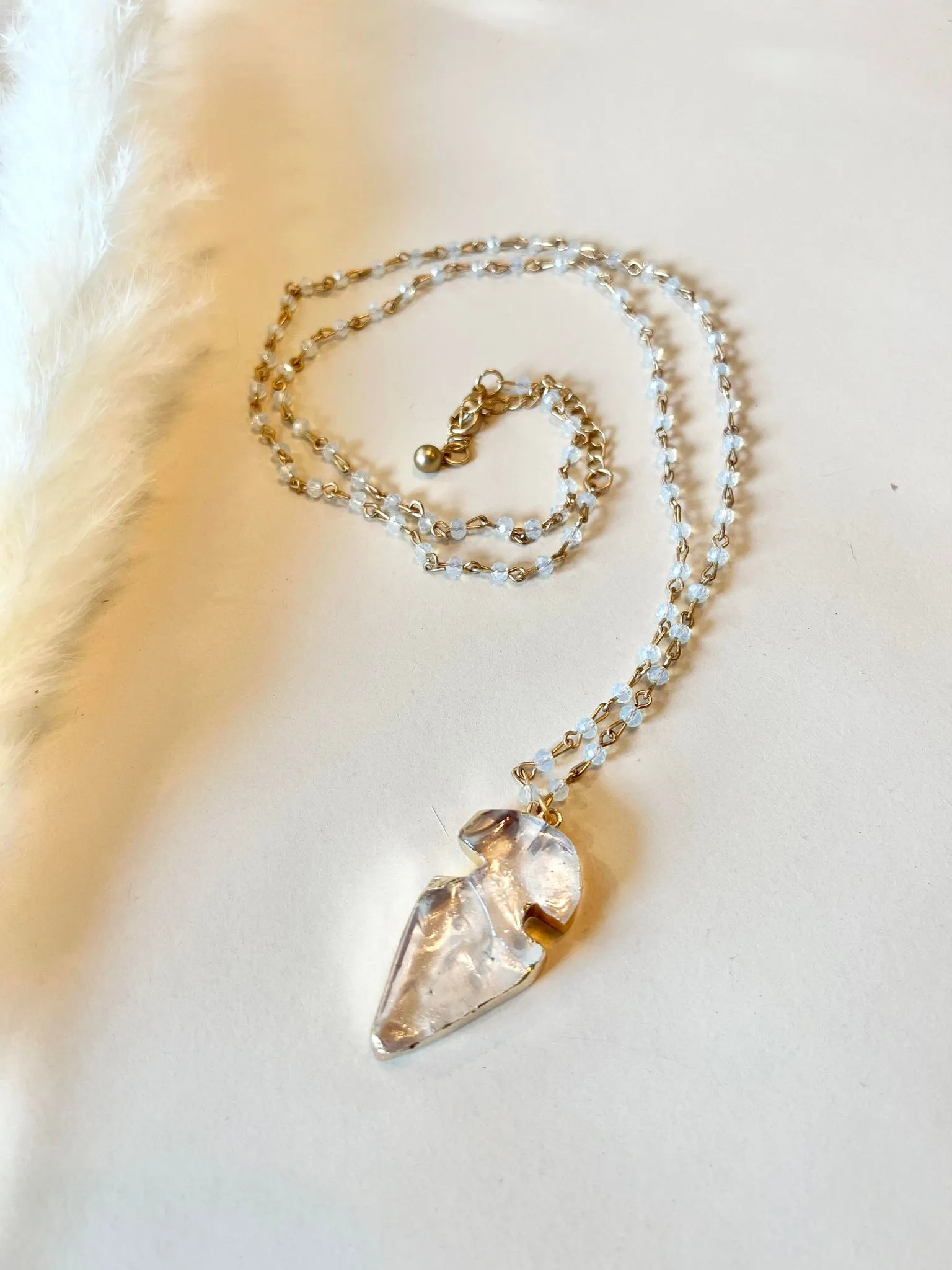 Long Clear Arrowhead Necklace