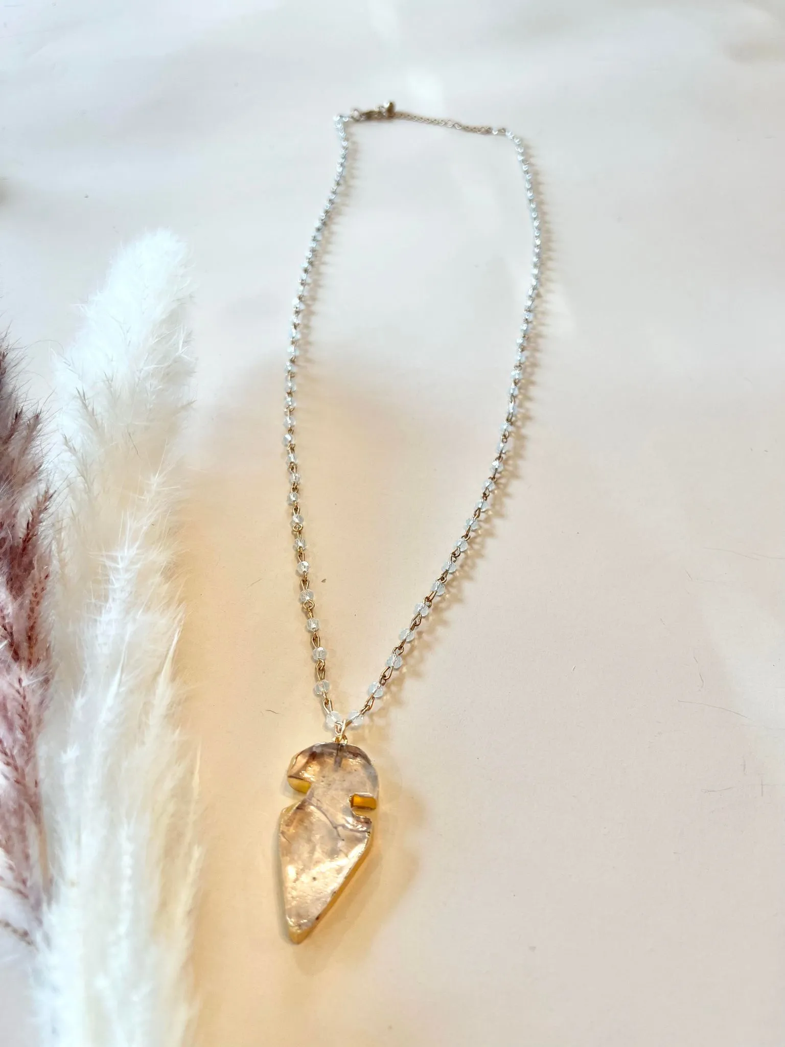 Long Clear Arrowhead Necklace